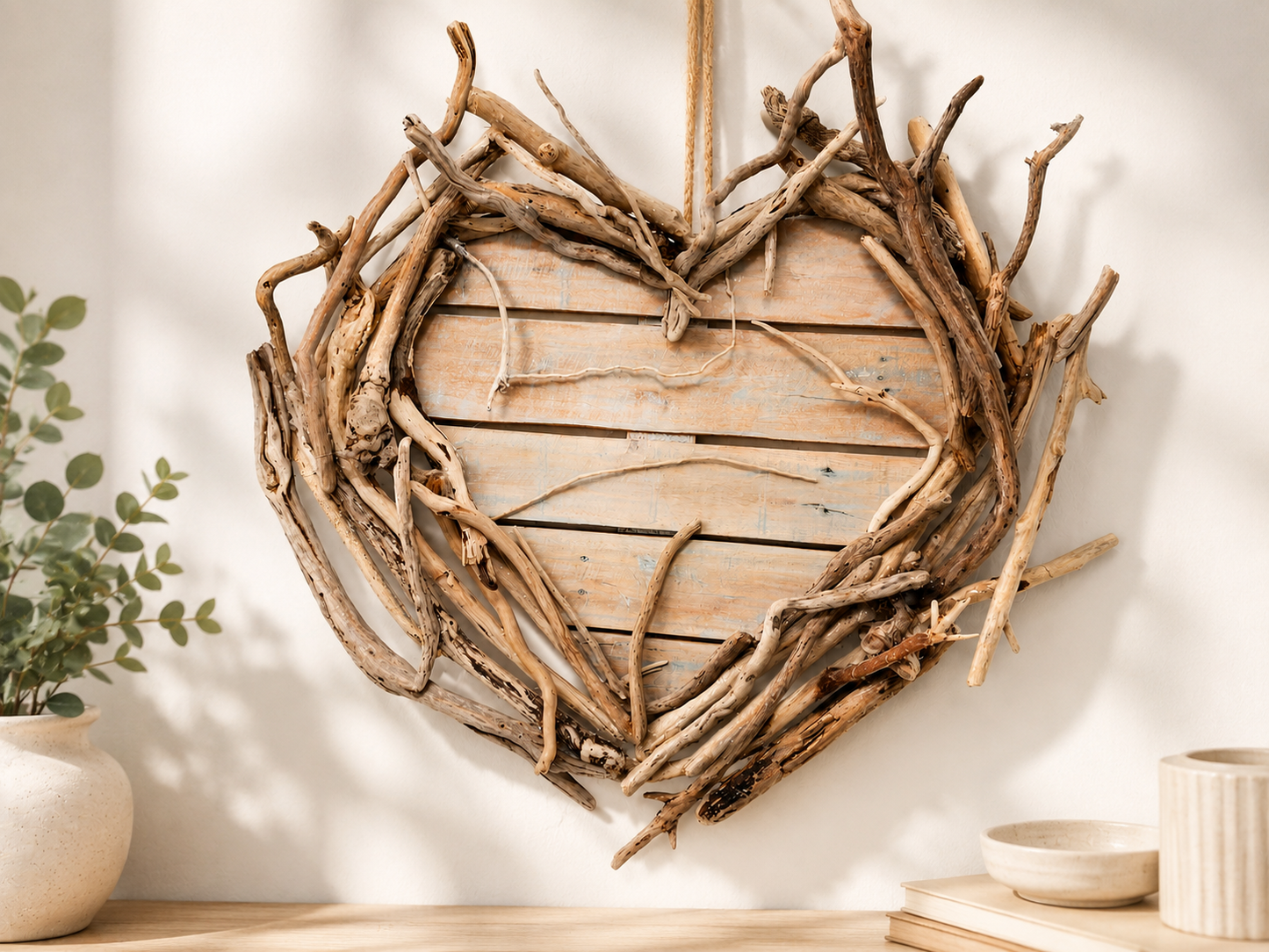 Handcrafted Driftwood Heart Wall Hanging