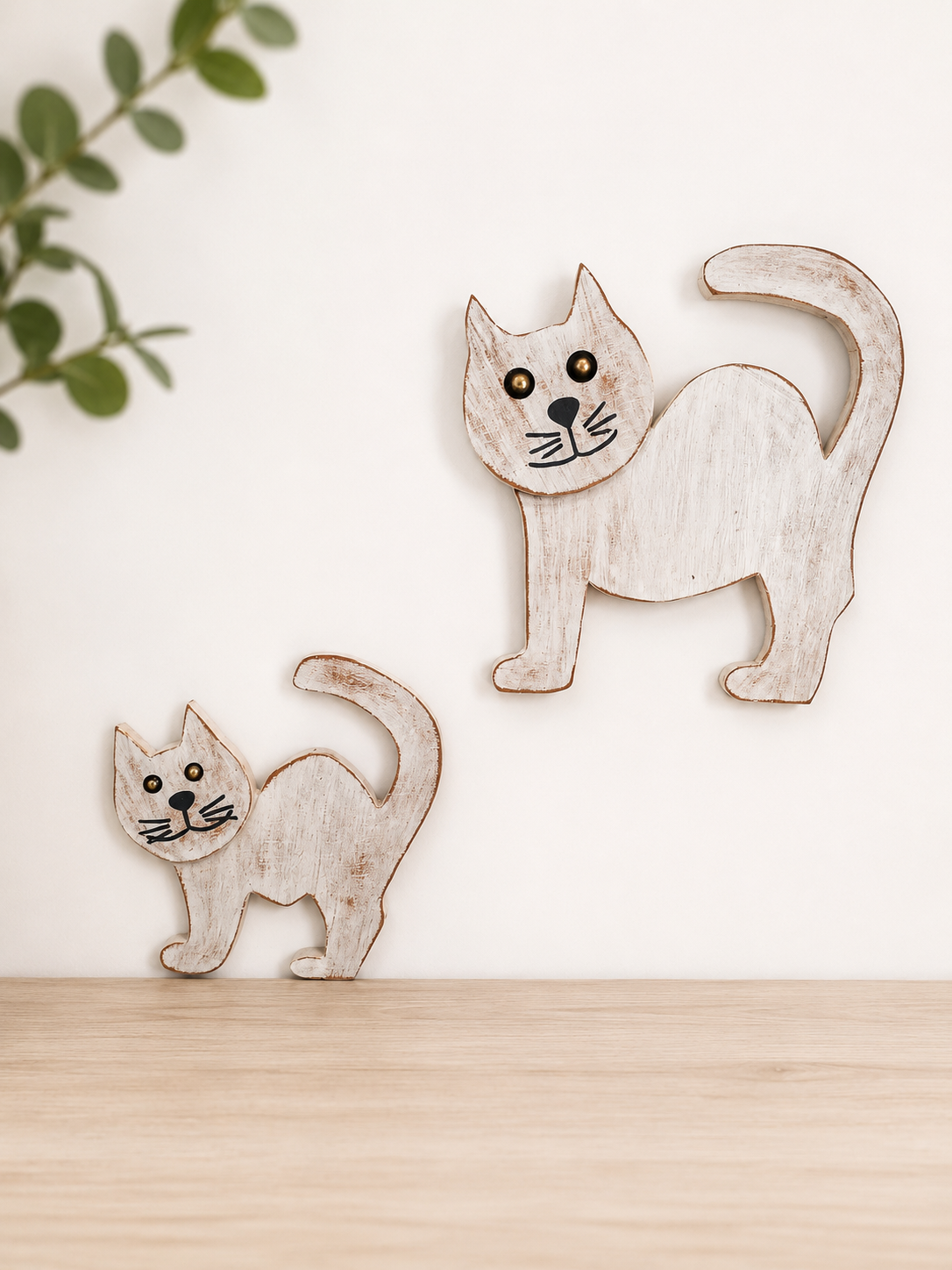 Handmade Rustic Wooden Cat Decor Set – Farmhouse Wall & Shelf Art | Made in Cape Town, South Africa
